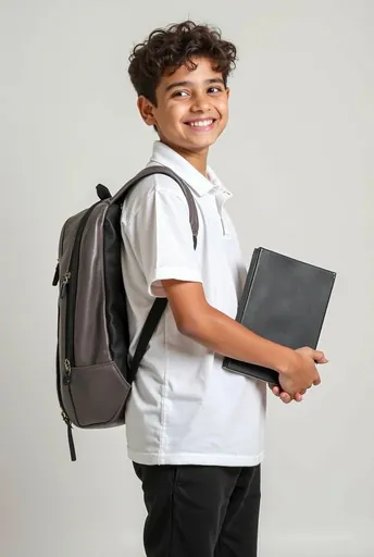 Student in a school shirt